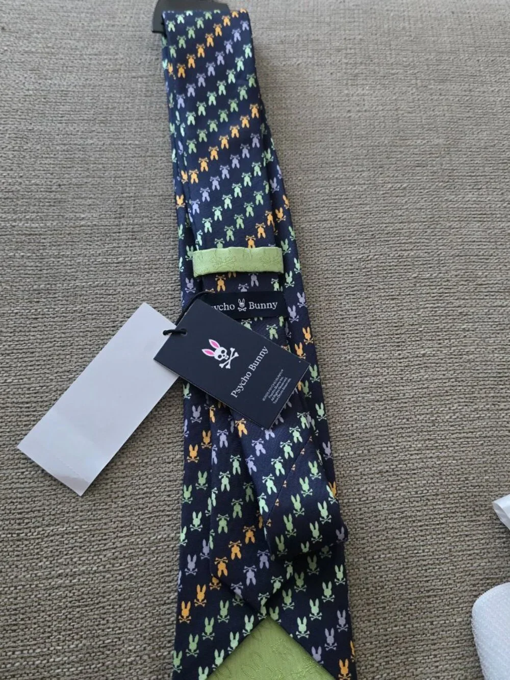 Psycho Bunny Tie 100% Silk English Fabric Made In USA NWT Navy